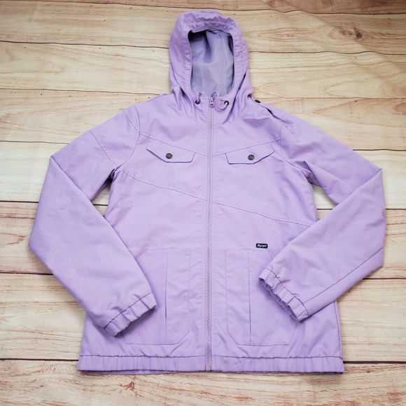 Volcom Jackets & Blazers - Volcom Enemy Lines Jacket Womens Small Lavender Purple Hooded Windbreaker Ladies